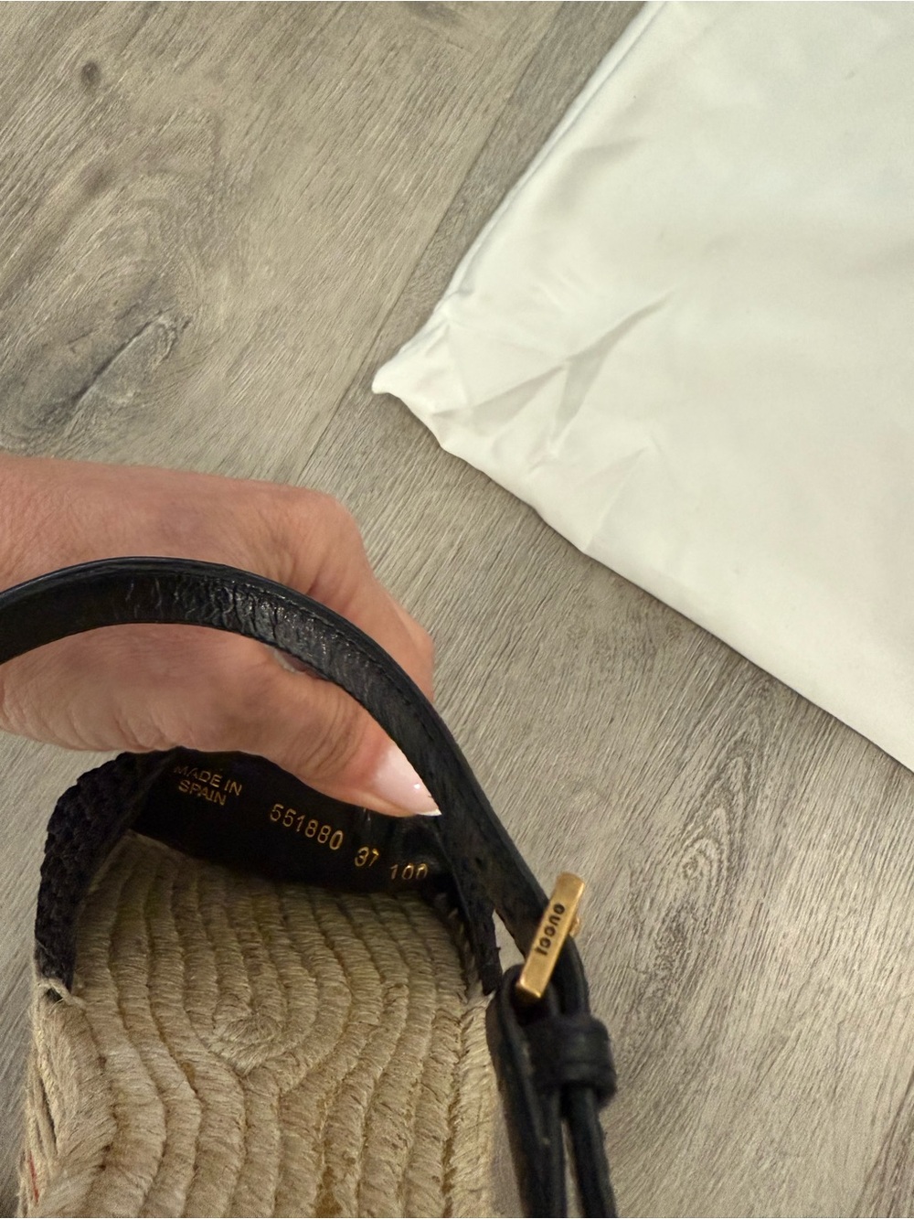 Gucci Black Raffia Espadrille Sandals with Gold Crystal Double G - Picture 9 of 14